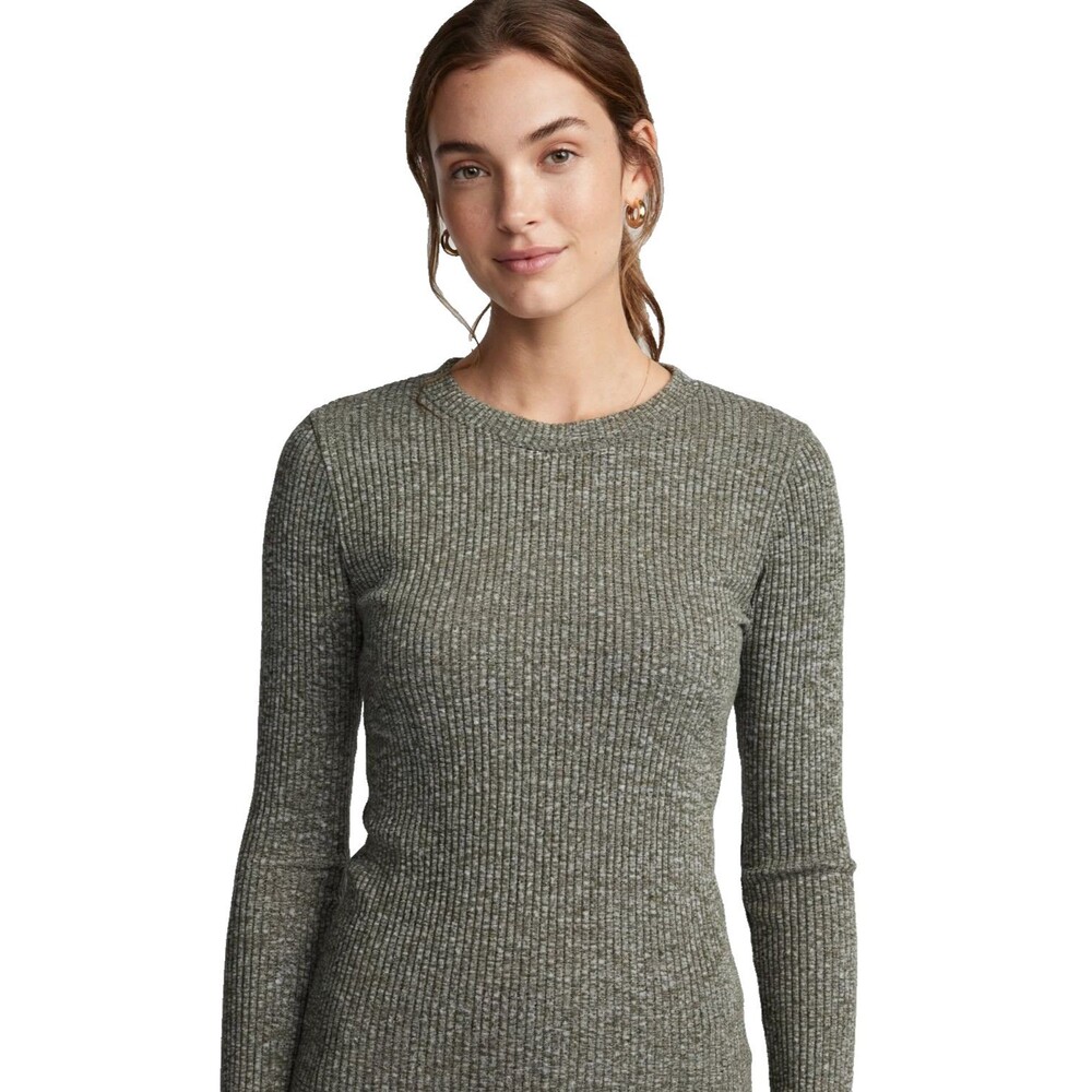 Hippie Rose L Juniors Olive Green Ribbed Top Heathered Camo Seamless NWT